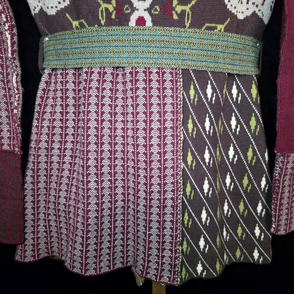 Sparrow Anthropologie Patchwork Jacquard Cardigan Sweater Wrap S - Picture 11 of 16